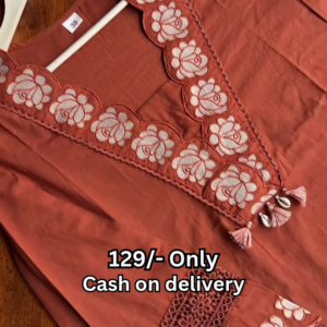 Rustic Terracotta Floral Embroidered Designer Kurti 🌺🤎✨
